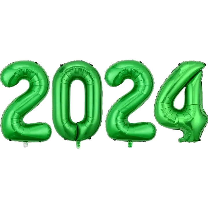 Set 4 baloane folie cifre 100 cm, 2024, verde