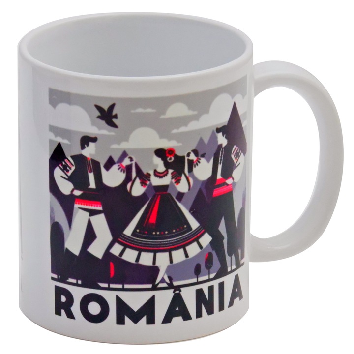 Cana Dans Popular Romanesc cu Inscriptia ROMANIA de Jur Imprejur Transyvan®, 330 ml