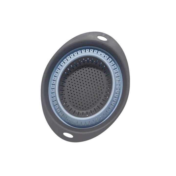 Többfunkciós összecsukható szilikon szűrőszűrő, ovális, 31 cm, szürke/kék