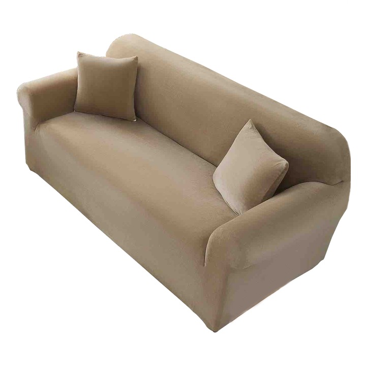 Покривало за диван от кадифе, за 2-ма души, CATI03-2, светлокафяв, 140-180 см