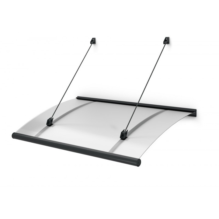 Copertina intrare Rubin, Arctom, Aluminiu/Termoplastic, 151 x 94 x 30 cm, Transparent/Negru