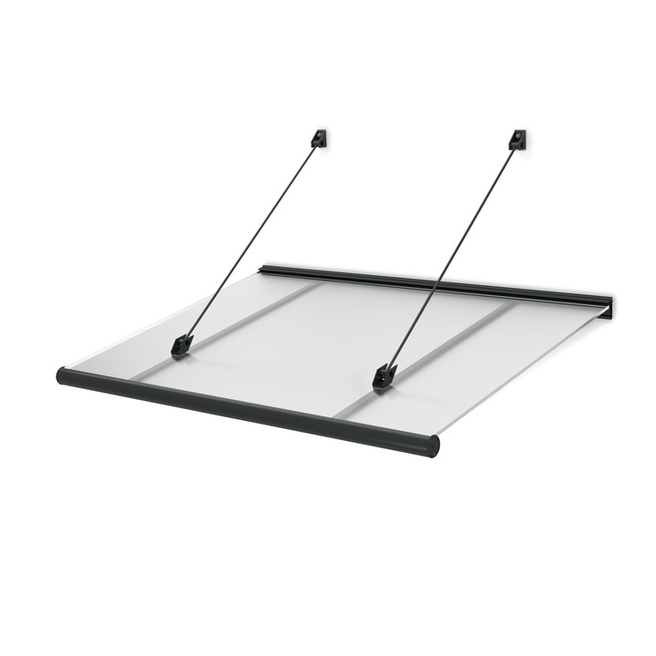 Copertina intrare, Arctom, Aluminiu/Termoplastic, 150.5 x 97 x 26 cm, Negru/Transparent