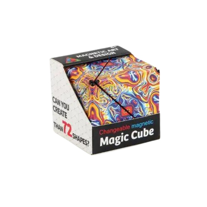 Jucarie interactiva Fidget Cub Magnetic, Geometrica, Anti-stres, Puzzle 3D, 70 de forme diferite, pentru copii si adulti, multicolor