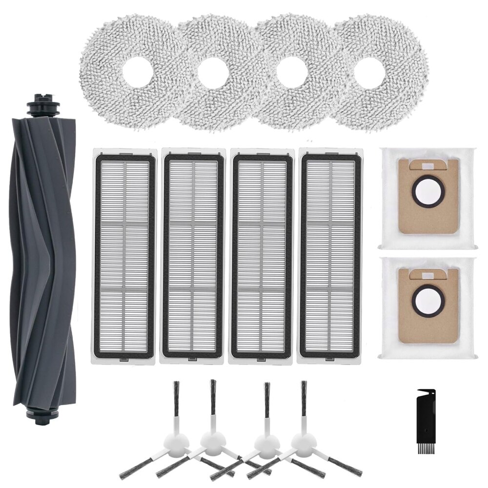 25 pezzi Accessori per Aspirapolvere per Xiaomi X20+/X10+, per Dreame L10s Ultra/L10 Ultra/L10 Prime Robot Aspirapolvere,1 Spazzola Principale,4 Filtri, 6 Panni per La Pulizia, 6 Sacchetti per Polvere