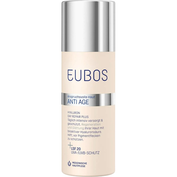 Crema de zi antirid, Eubos, Anti Age Hyaluron Day Repair Plus SPF20, 50 ml