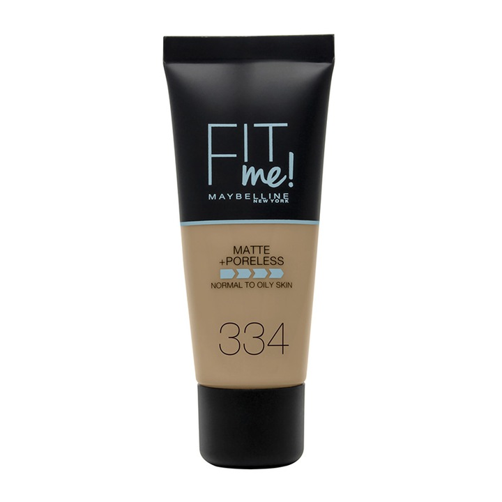 Fit Me Matte & Poreless alapozó, Maybelline, 334 Warm Tan, 30ml