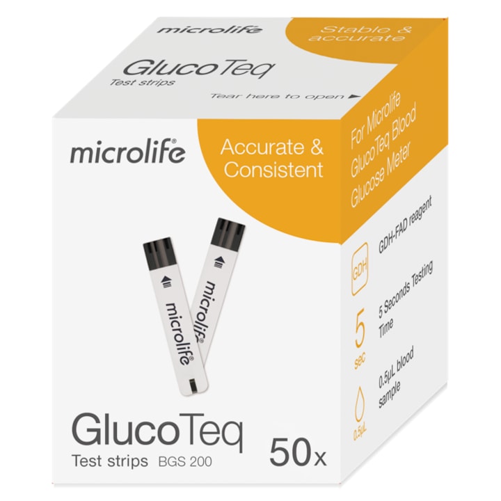 Тест ленти за кръвна захар Microlife GlucoTeq, 50 теста