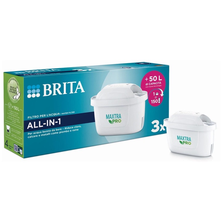 Set 3 filtre de apa, Brita, Pentru cana filtranta, Alb