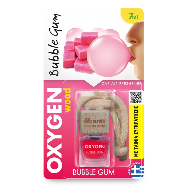 2 üveg folyékony autós légfrissítő készlet Oxygen Wood, UCARE, rágógumi aroma, 7 ml