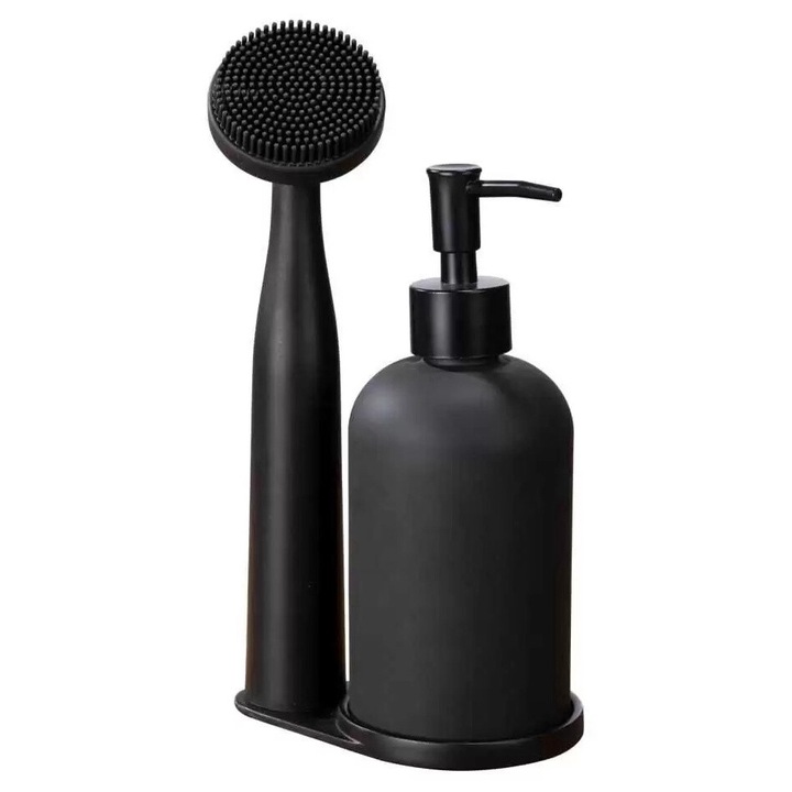 Set dispenser sapun lichid si perie pentru bucatarie Wenko Black Outdoor Kitchen Piedo 55077100