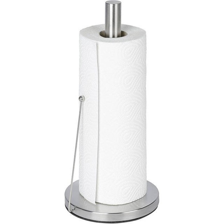 Suport pentru prosop de bucatarie din hartie CLAYTON - otel inoxidabil, WENKO - argint