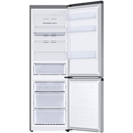 Combina frigorifica Samsung RB34C672ESA/EF, 344 l, No Frost, All Around Cooling, WIFI, AI Energy, Clasa E, Compresor Digital Inverter,H 185.3 cm, Argintiu