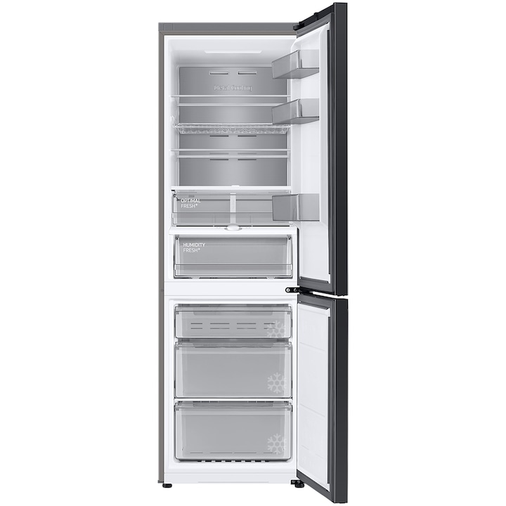 Combina frigorifica Bespoke Samsung, RB34C7B5E22/EF, 344 l, No Frost, WiFi, AI Energy, Compresor Digital Inverter, Clasa E, SpaceMax, H 185.3 cm, Sticla neagra