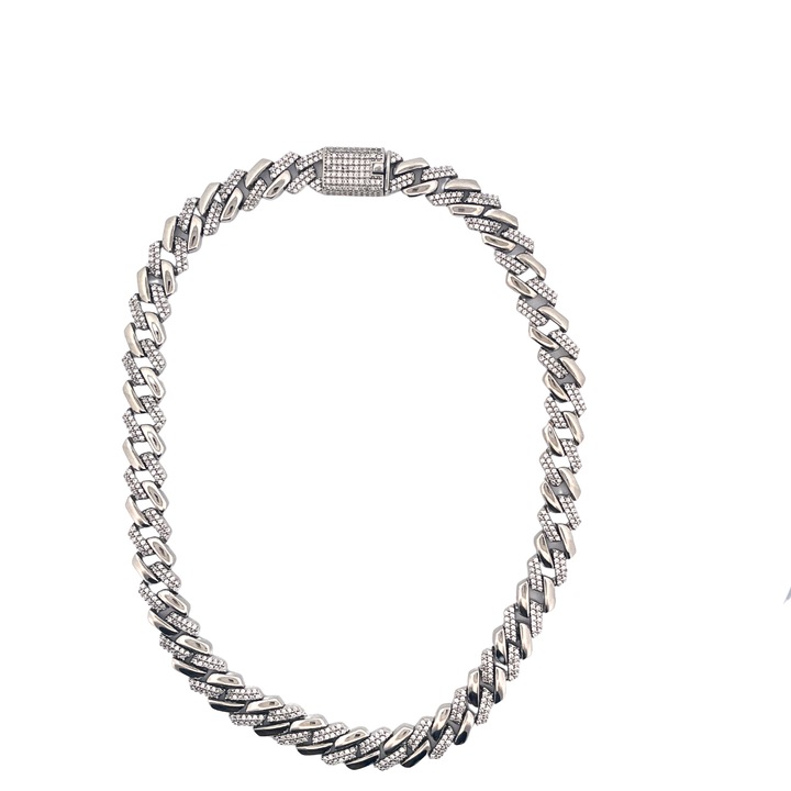 Colier Serrani, Argint, Cuban Duo, 40 cm, Pietre Zirconiu