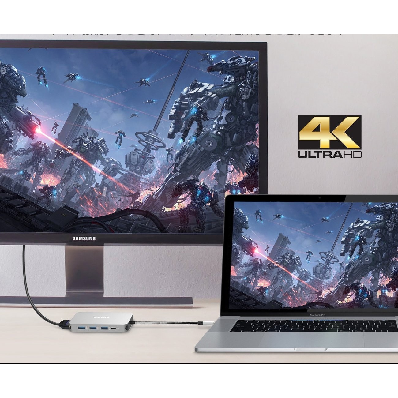 Hub USB tip C Inateck cu 9 porturi din aluminiu USB A, USB C, Hdmi ...