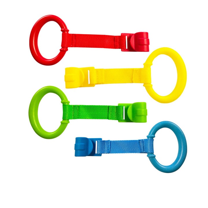 Set 4 inele de tragere pentru patut copii, ABS, Multicolor