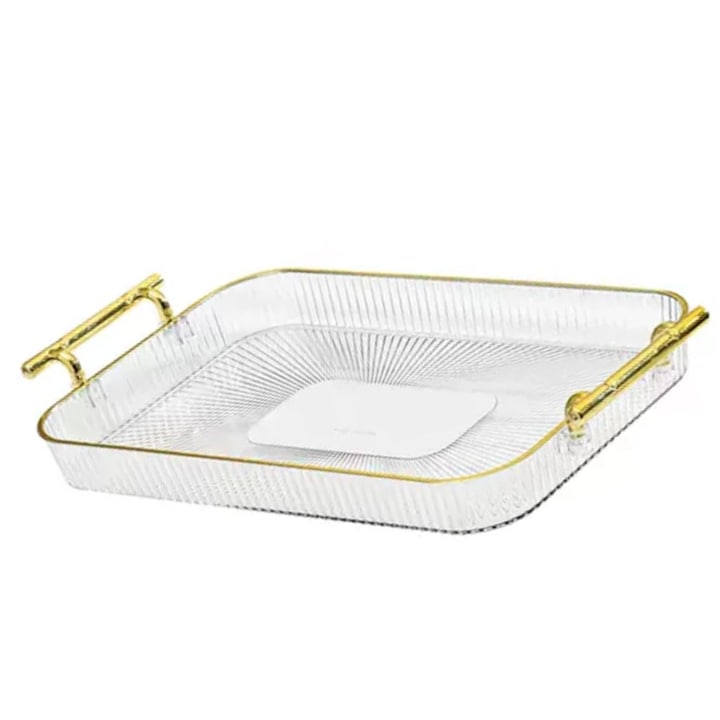 Tava decorativa Pufo Ellegant pentru servire aperitive, prajituri, fructe, cu manere, 32 cm