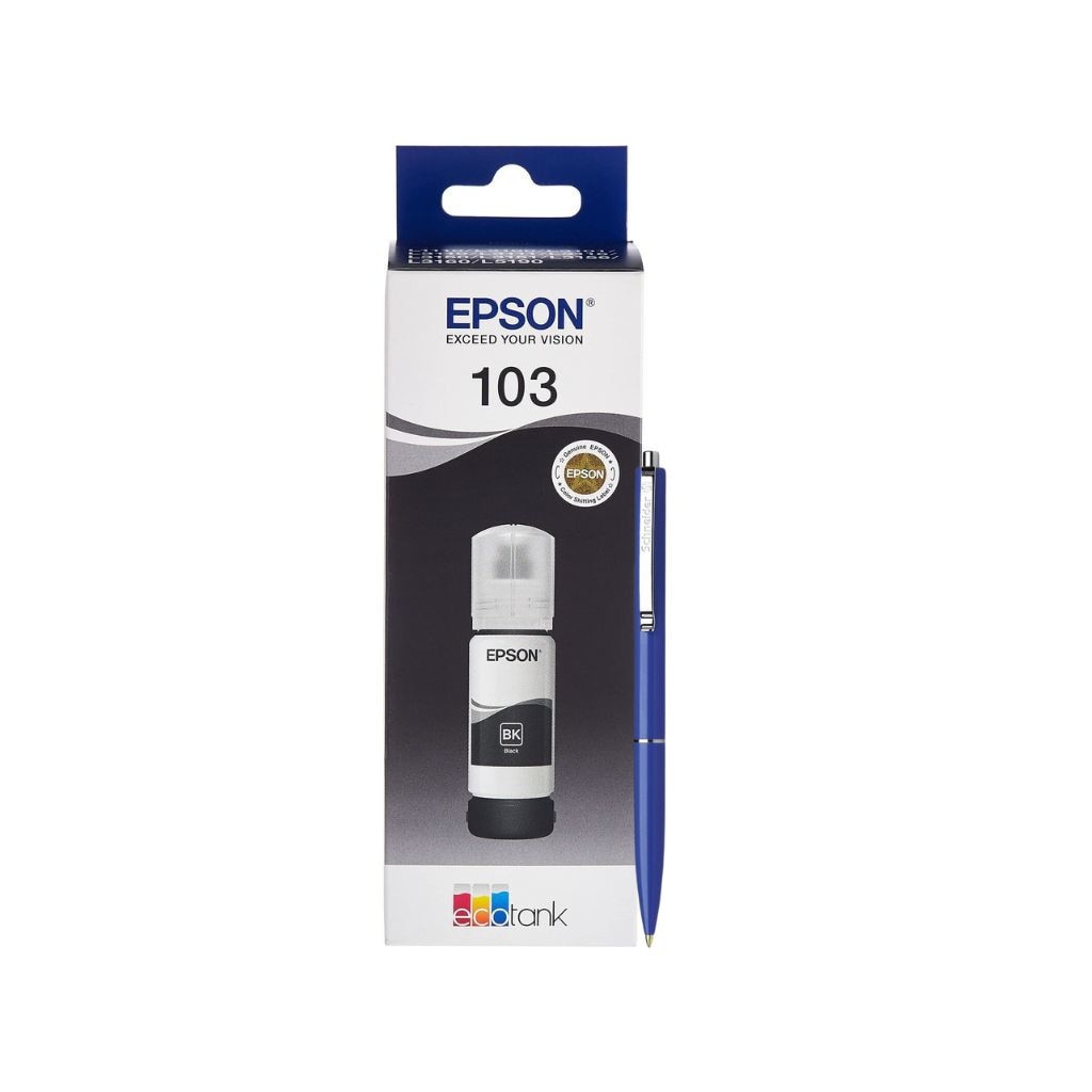 Set Flacon Cerneala Original Epson (103) 1x65ml Negru si Pix Schneider ...