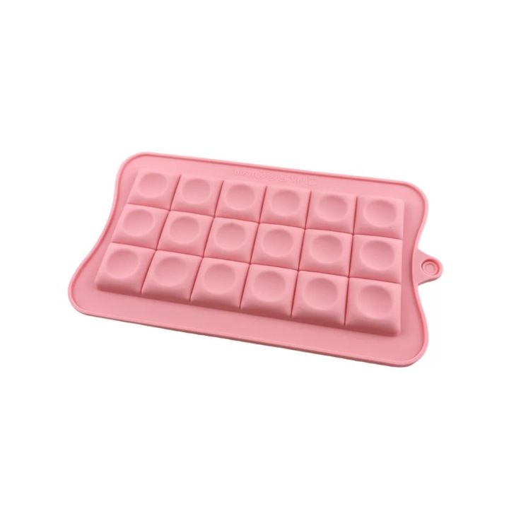 Forma pentru ciocolata, Silicon, model cub punctat, rezistenta la caldura, Roz