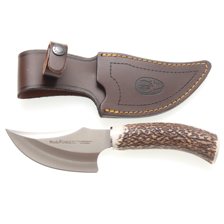 Cutit Vanator Muela SABUESO-11A, Teaca Piele, Corn Cerb, Lama 11cm