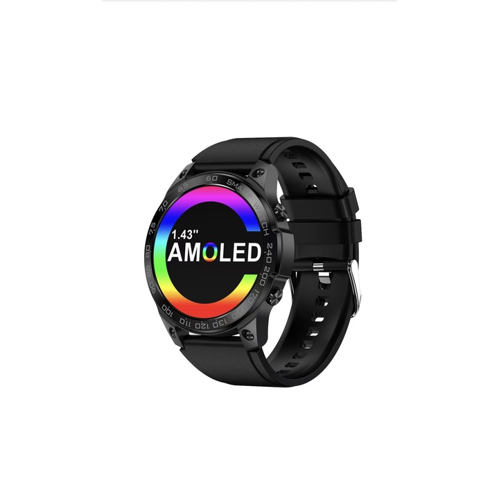 Ceas Smartwatch DM, ecran AMOLED de 1.43 Inch, rezistent la apa, redare MP3, Eran tactil, control App, baterie 400 mAh