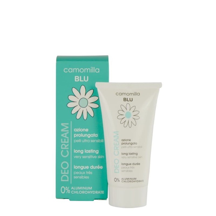 Crema deodoranta pentru piele sensibila, Camomilla Blu, 50 ml, Alb/Verde