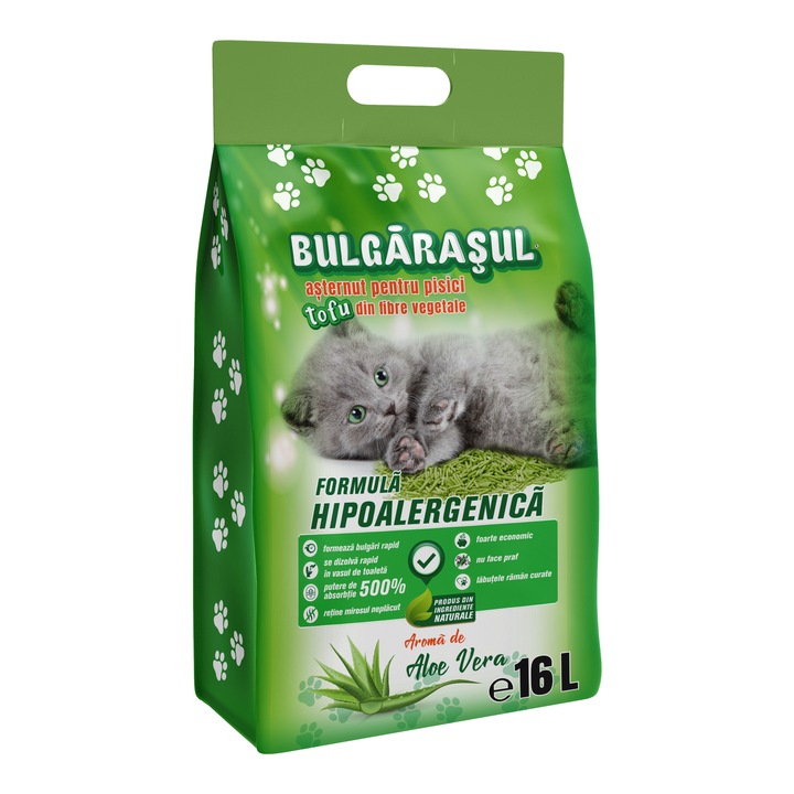 Asternut TOFU XTREME pentru Pisici – Aloe Vera, Ultra Absorbant, 100% Biodegradabil, 16L (6.6 kg)