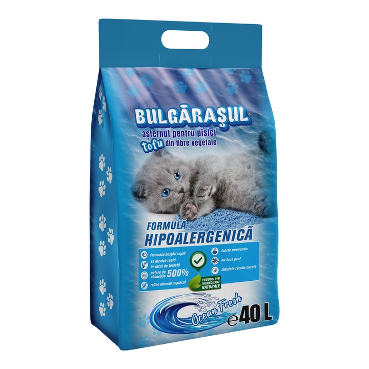 Asternut TOFU XTREME pentru Pisici – Ocean Fresh, Ultra Absorbant, 100% Biodegradabil, 40L (16.6 kg)