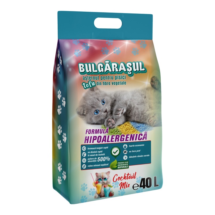 Asternut TOFU XTREME pentru Pisici – Cocktail Mix, Ultra Absorbant, 100% Biodegradabil, 40L (16.6 kg)
