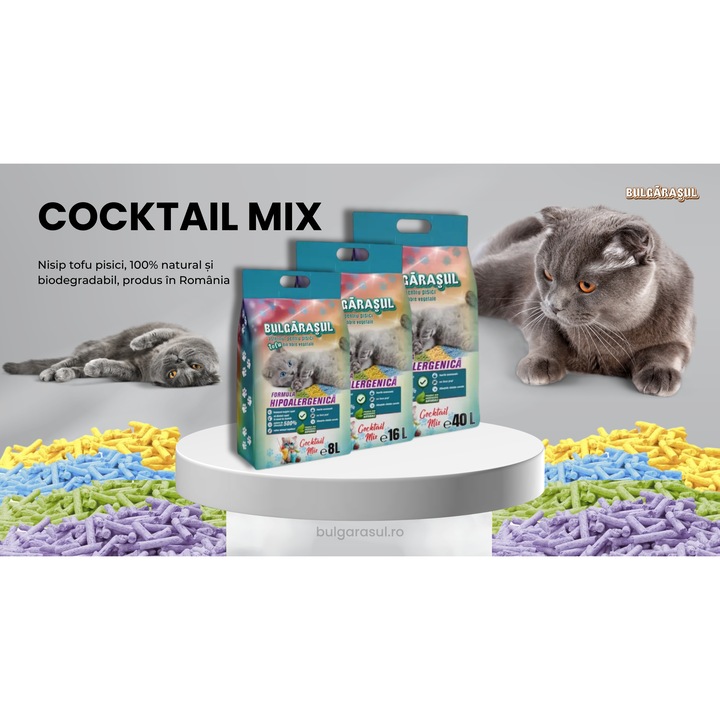 Asternut TOFU XTREME pentru Pisici – Cocktail Mix, Ultra Absorbant, 100% Biodegradabil, 40L (16.6 kg)
