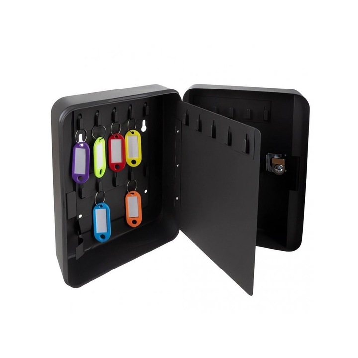 Cutie metalica pentru depozitare 30 de chei, UBX®, 20 x 16 x 7.7 cm, neagra