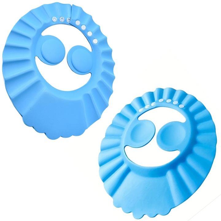 Set 2 Casti CCmax pentru Copii de Protectie la Dus, Baie, Soare sau la Tuns, Marime Ajustabila, din Spuma, Dimensiune Ajustabila cu Capse, Albastru