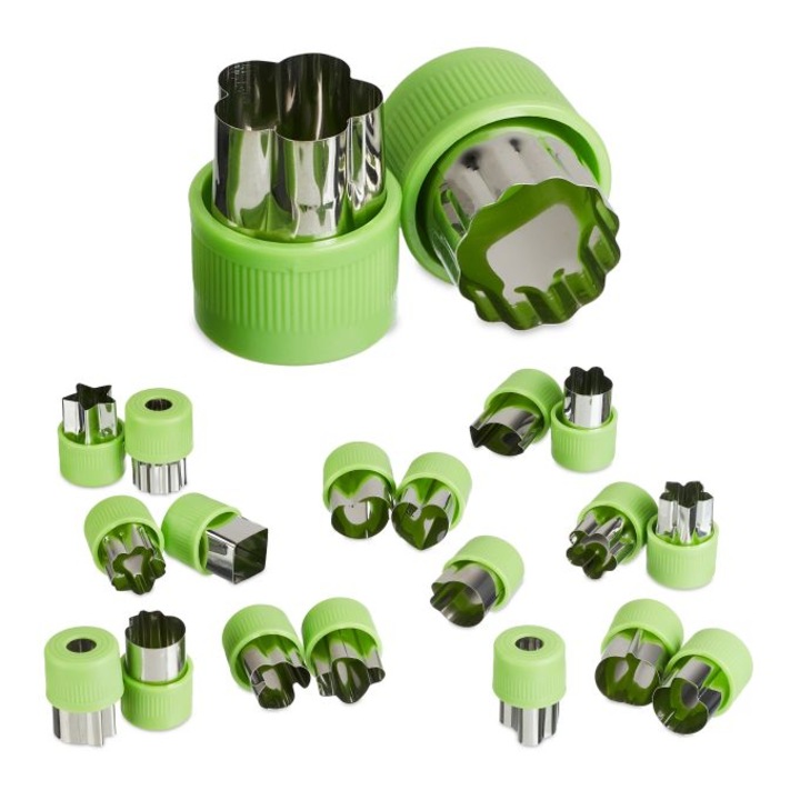 Forme diverse pentru taierea alimentelor, 20 bucati, otel inoxidabil/plastic