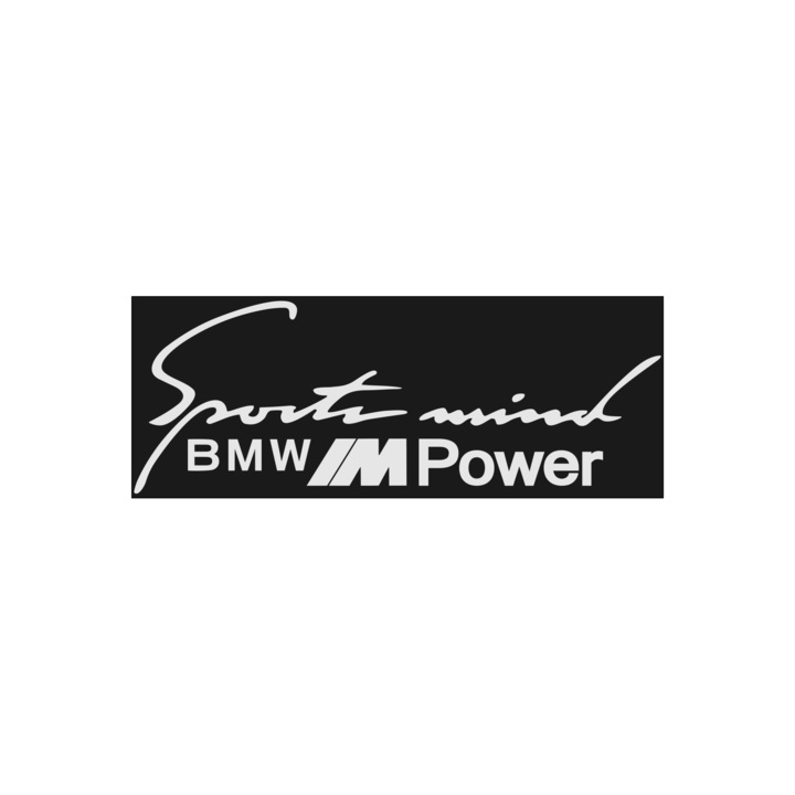 Sticker Auto Sports Mind BWM M Power Alb 20 x 8 cm