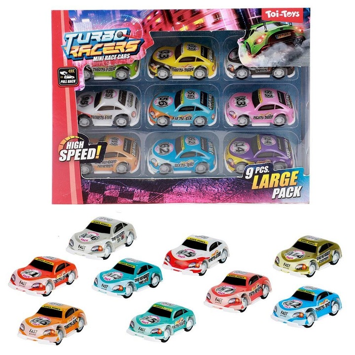Toi-toys Turbo Racers mini autó készlet – 9 db