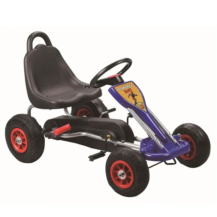 Kart cu pedale, Kinderauto A-05-1, roti Gonflabile, culoare Albastru