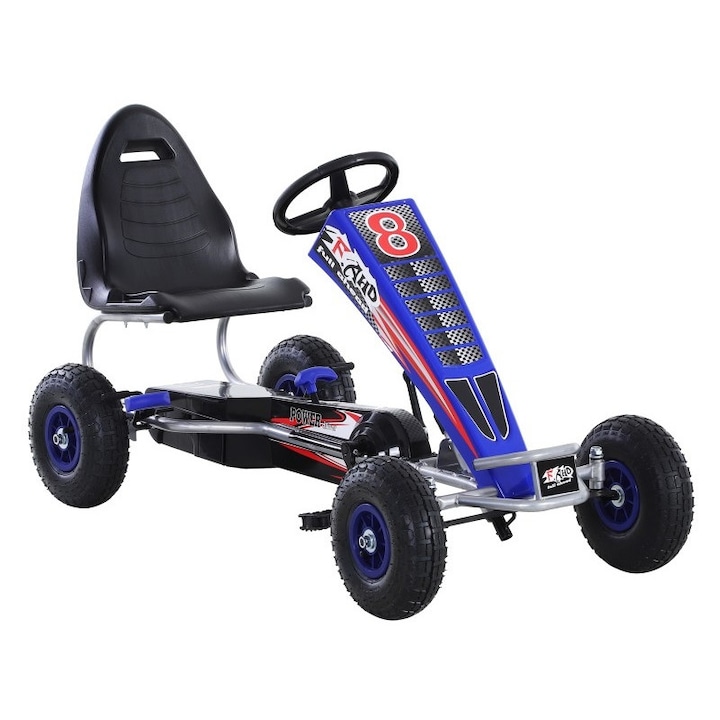 Kart cu pedale, Kinderauto F8-3, roti Gonflabile, culoare Albastru