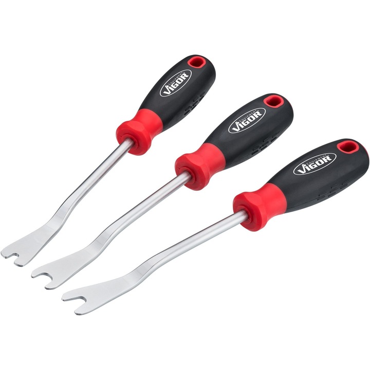 Set 3 leviere Vigor, pentru demontare panouri usi, lungime 260 mm, maner cauciuc