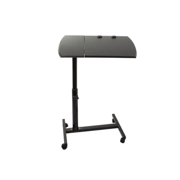 Masuta laptop/tableta cu roti CLASStitude, inaltime reglabila, 2 blaturi de lucru, dispozitive de blocare, 80 x 60 cm, Negru