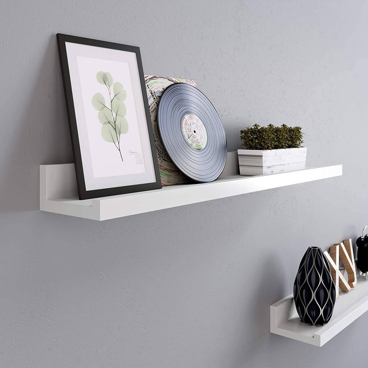 Rafturi, Songmics, LWS60WT, MDF, lac de inalta idee, stiluri moderne, 60 x 10 x 5 cm, Alb