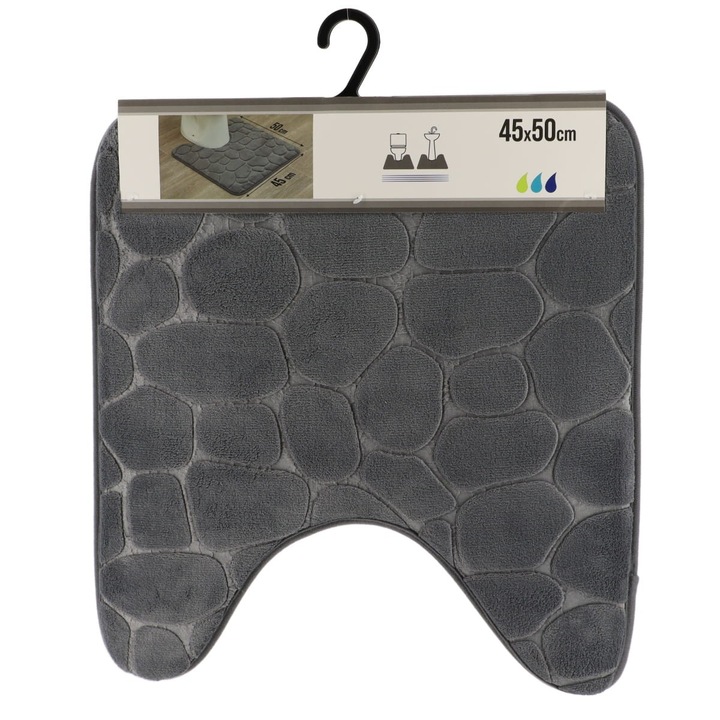 Covoras de baie, Tendance, microfibra, 45x50 cm, gri grafit