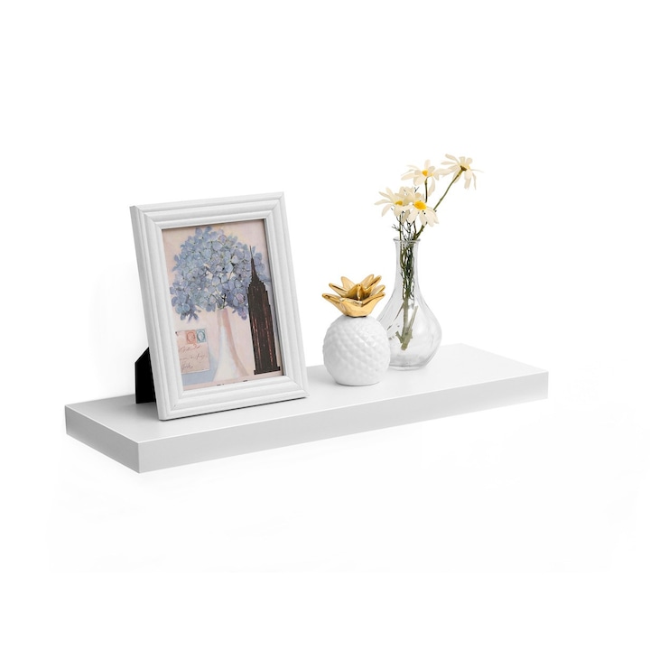 Рафт, Songmics, LWS26WT, Материал: MDF, Стил: Модерен, Максимална товароносимост (плътна стена): 15 kg, 60 x 20 x 3,8 cm, Бял