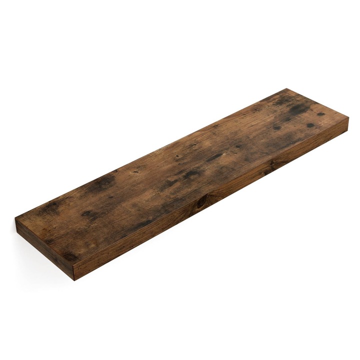 Raft de perete, Songmics, LWS28BX, MDF, rustic, decorativ si practic, 80 x 20 x 3,8 cm, Maro