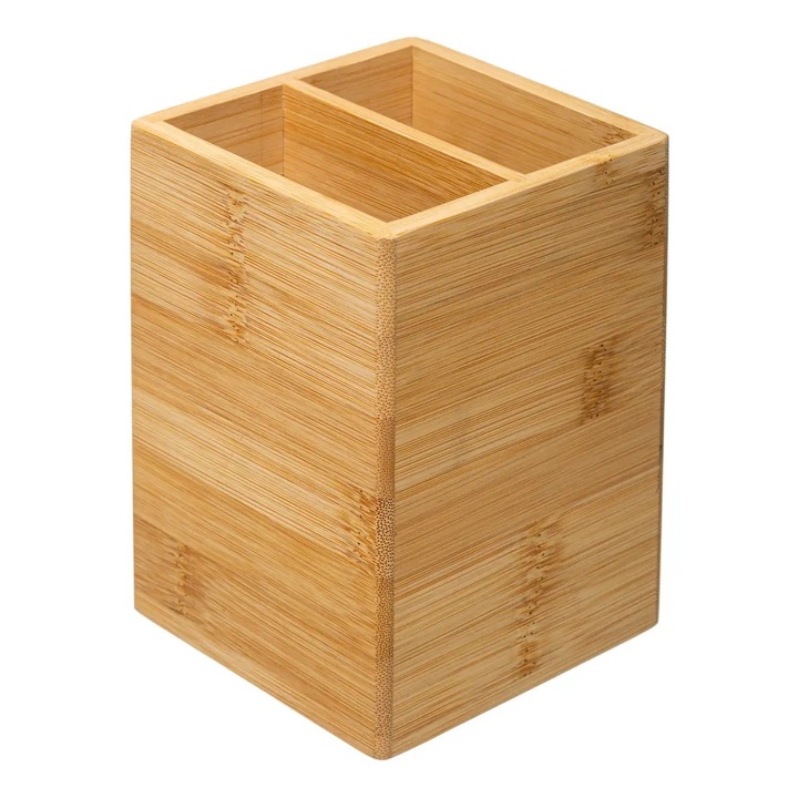 Szervező, 5five Simple Smart, Evőeszközökhöz és Konyhai Eszközökhöz, 2 Rekesszel, Rendet Tart a Pulton És A Fiókban, Egyszerű és Modern, Ideális Bármely Konyhába, Tartós és Esztétikus, Bambusz, Bézs