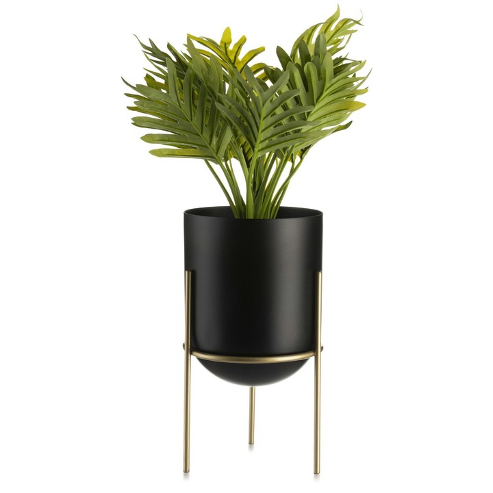 Set 2 ghivece, HowHomely, 20cm, Negru, metal