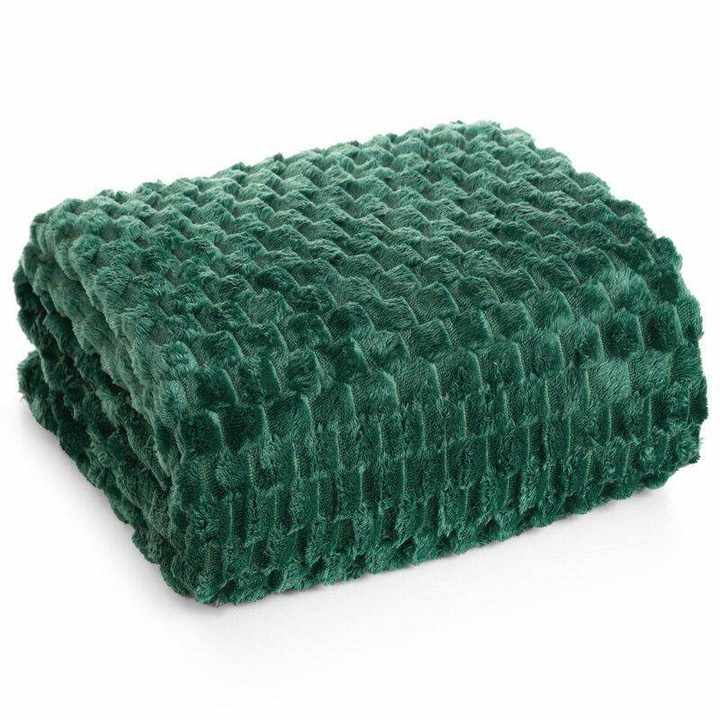 Patura, Eurofirany, Efect 3D, Moale Si Pufoasa, Decor Pentru Interior, 150 x 200 cm, Verde