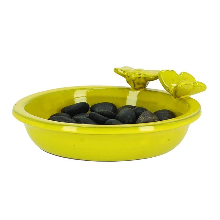 Adaptor pentru pasari, Esschert Design, Ceramica, Galben