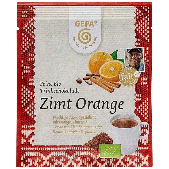 Ciocolata calda bio cu scortisoara si portocale, 15g Gepa