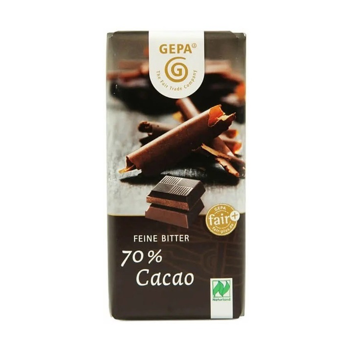 Ciocolata neagra bio 70% cacao, 40g Gepa