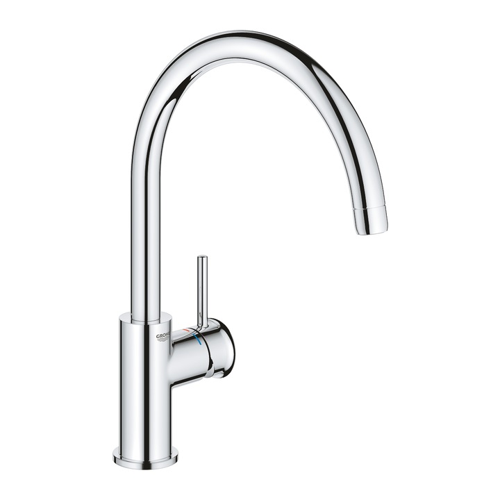 Смесител Grohe BauClassic, Кухненски, Стоящ, Въртящ се чучур, 332x223 мм, Хром